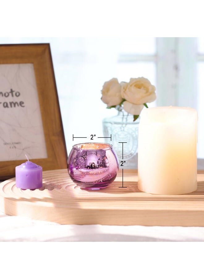 LAMORGIFT 24 Pcs Purple Votive Candle Holders for Wedding Decor, Purple Mercury Glass Candle Holders for Table Centerpieces, Tea Light Holder for Wedding Bridal Shower Party Supplies - Image 2