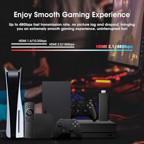 ROOFULL 4 Ports 8K HDMI 2.1 Switch 4 in 1 Out 8K@60Hz 4K@120Hz HDMI Switcher Selector with Remote Support 48Gbps HDR 10+ Dolby Vision/Atmos HDCP 2.3 CEC for PS5 4 Pro Xbox Apple TV Game PC Roku - Image 5