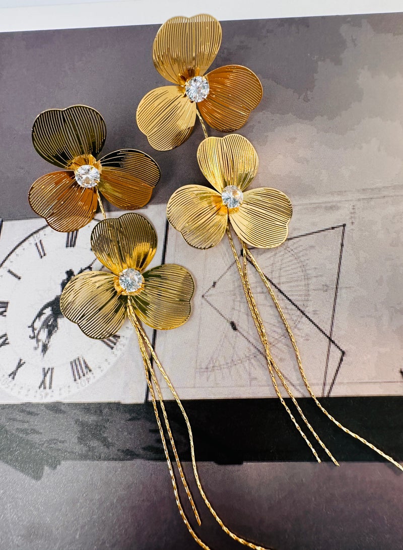 خمر زهرة شرابة أقراط النمط الأوروبي - Image 3