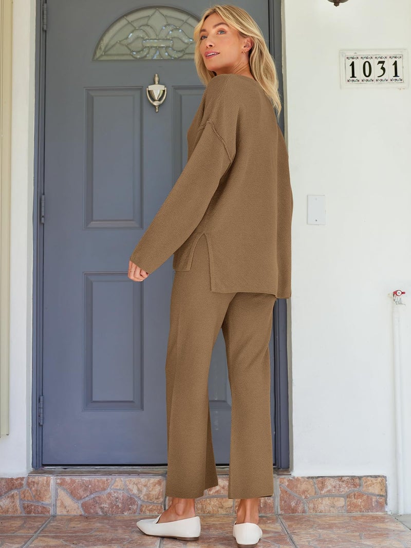 LILLUSORY Lounge Sets Womens Two 2 Piece Matching 2025 Fall Fashion Must Have Comfy Airport Outfits Clothes Clothing Trendy Knit Sweater Loungewear Travel Sweatsuit Sweat Suit Sets - Image 5