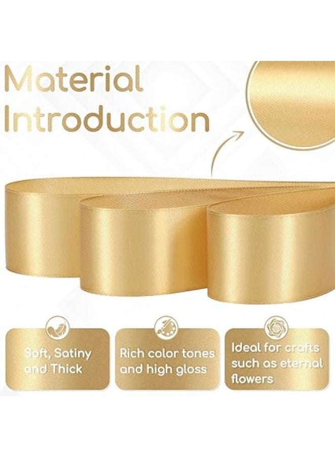 الشريط الساتين الذهبي الشمبانيا 1.5 بوصة × 24 ياردة ، مثالية لتغليف الهدايا ، الترتيبات الزهرية ، الحرف اليدوية ، حفلات الزفاف ، وديكورات عيد الميلاد - Image 3