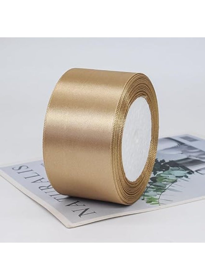 الشريط الساتين الذهبي الشمبانيا 1.5 بوصة × 24 ياردة ، مثالية لتغليف الهدايا ، الترتيبات الزهرية ، الحرف اليدوية ، حفلات الزفاف ، وديكورات عيد الميلاد - Image 4