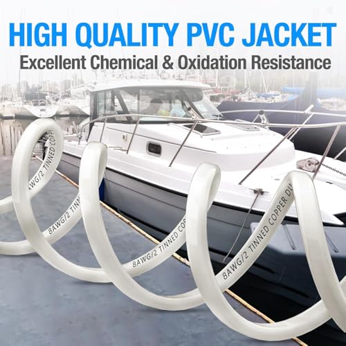 NAOEVO 8 Gauge Marine Wire Duplex, 8 AWG Stranded PVC Marine Electrical Wire, Waterproof/Corrosion Resistant/Tinned Copper Electrical Cable for Boat/Automotive/RV/Solar (30FT) - Image 3