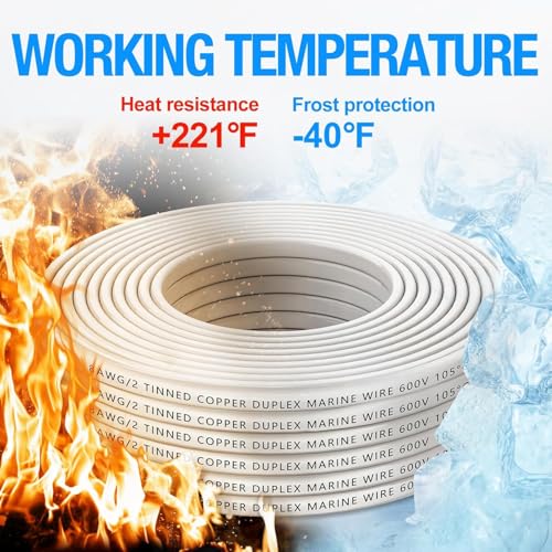 NAOEVO 8 Gauge Marine Wire Duplex, 8 AWG Stranded PVC Marine Electrical Wire, Waterproof/Corrosion Resistant/Tinned Copper Electrical Cable for Boat/Automotive/RV/Solar (30FT) - Image 5
