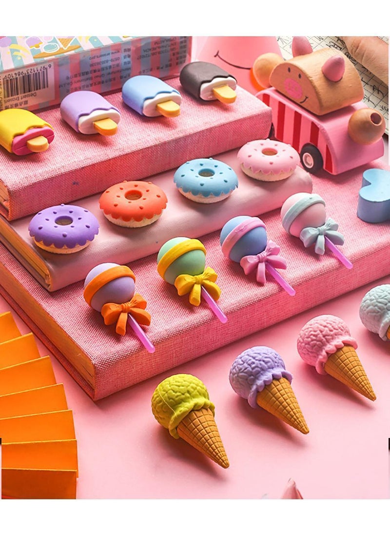 Sweet seven 16-Piece Set of 3D Cute Mini Ice Cream Donut Take Apart Erasers - Fun and Cool Puzzle Desk Pet Erasers for Girls  - Image 5