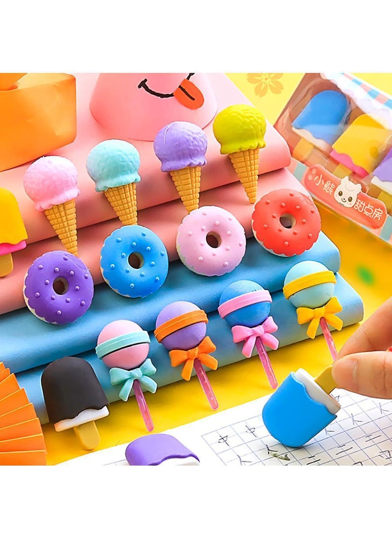 Sweet seven 16-Piece Set of 3D Cute Mini Ice Cream Donut Take Apart Erasers - Fun and Cool Puzzle Desk Pet Erasers for Girls  - Image 4
