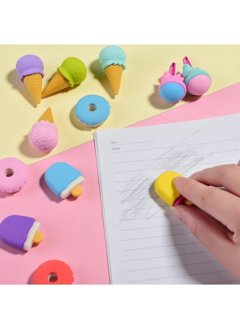 Sweet seven 16-Piece Set of 3D Cute Mini Ice Cream Donut Take Apart Erasers - Fun and Cool Puzzle Desk Pet Erasers for Girls  - Image 3