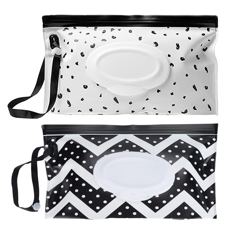 WSZCML 2 pcs Baby Wipes Dispenser Wet Wipes Bag for Babies, Wet Wipe Box, Reusable Wet Wipe Bag, Wet Wipes Container for On The Go, Home, Office (Two Colors) - Image 1