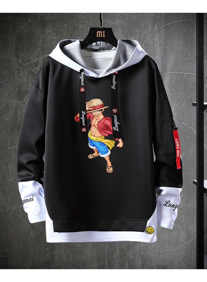 KUYING New One Piece Splicing Casual Loose Hoodie  - Image 1