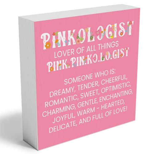 Woght Pink Gifts for Women Men, Birthday Gifts for Mom Sister Friends, Pink Acrylic Decor for Bedroom Office Home Signs Decorations 4 x 4 Inches - Image 1