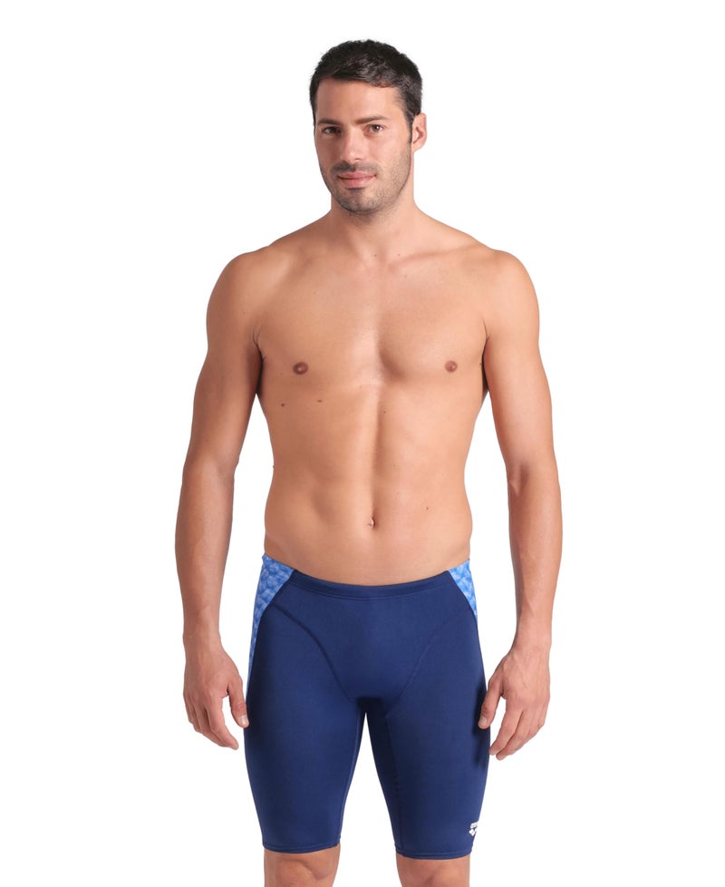ARENA Performance Mens Monogram Swim Jammer MaxLife Athletic Practice KneeLength Swimsuit Short Competitive Training Bathing Suit NavyBlue Multi US Size 32