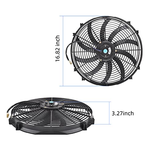 GESEXI 16 Inch Slim Fan Push Pull Electric Radiator Cooling Fan Universal High Performance 12V 120W Motor with Fan Mounting Kit (Black) - Image 4