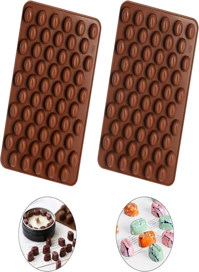 ITME 2Pcs Silicone Chocolate Mold Non Stick Reusable Mini Silicone Coffee Beans Chocolate Mold Candy Mold for Chocolate Candy Cake Biscuit Decoration
