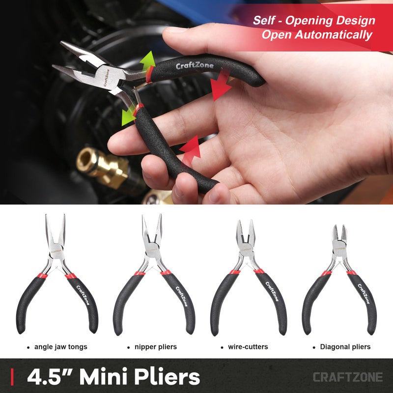 CRAFTZONE 10PC Pliers and Wrench Set with Storage Rack â€“ Includes Locking | Long Nose | Diagonal Cutter | Groove Joint | Linesman & Mini Plier, Carbon Steel Tool Kit for DIY and Home a Gift for Man - Image 4