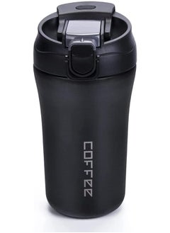 Coffee Mug 400Ml Stainless Steel Vacuum Insulated Tumbler Antitip No Leak Coffee Travel Mug With Straw Reusable Coffee Thermos Cup For Hot Cold Drinks (Black)