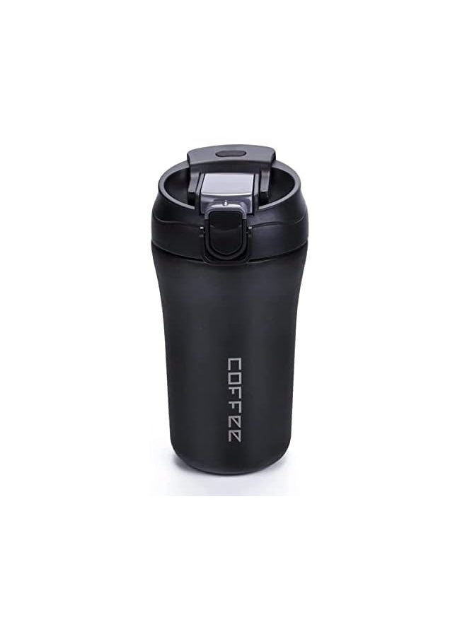 X spring - Coffee Mug 400Ml Stainless Steel Vacuum Insulated Tumbler Antitip No Leak Coffee Travel Mug With Straw Reusable Coffee Thermos Cup For Hot Cold Drinks (Black) - Image 1