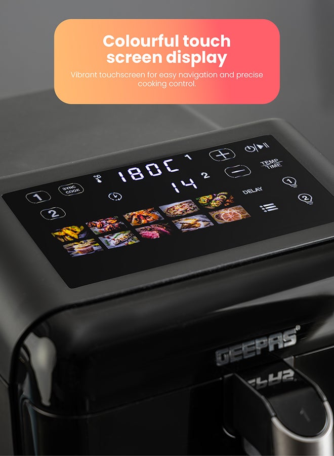 GEEPAS Dual Basket Digital Air Fryer 2800 W | 12 L with 6 liters Baskets, Vortex Air Frying Technology | Vertical Design, 1-60 Min Timer, Temperature 40-200 Degree Celsius | Independent Heating Elements, for Vegetables, Grill Fish, Roast Chicken, Bake Muffins, etc.| 2 Years Warranty GAF37548 Black 12 L 2800 W GAF37548 black - Image 4