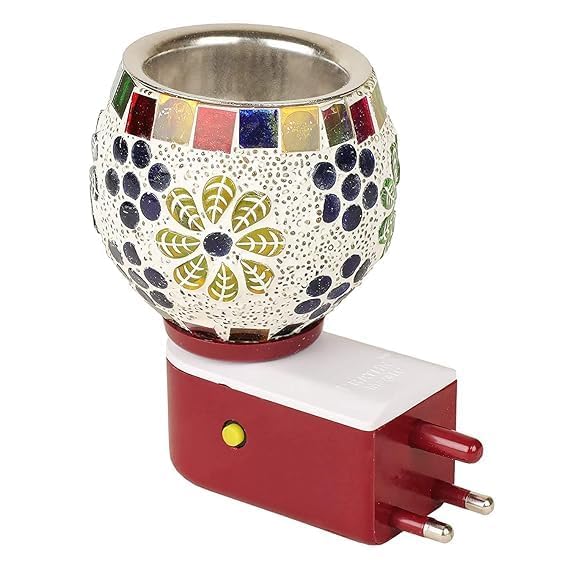SHREE HANS CREATION Ceramic Kapur Dani Electrical Camphor DiffuserHome Fragrance Aroma Glass Kapoor Dani Essential Oil DiffuserBurner Insence Holder Night Lamp Air PurifierMosquito Control - Image 2
