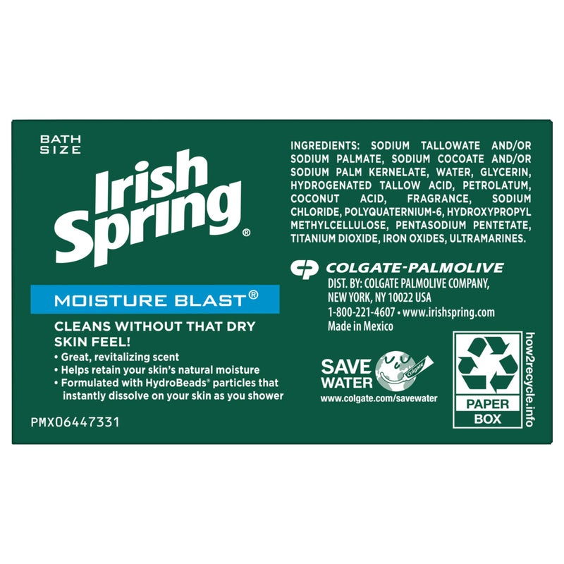 Irish Spring Deodorant Soap, Moisture Blast, 3.7 Ounce (Pack of 3) - Image 1
