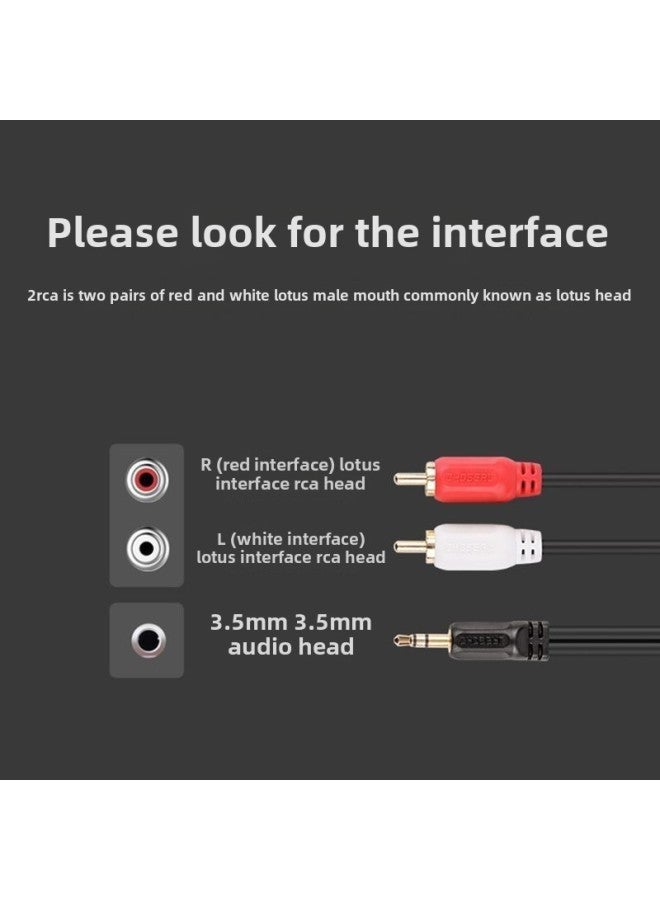 Turn Double Lotus Head Mobile Phone Computer Earphone Speaker Ring Power Amplifier Connection Video Line Audio One-two Output 3.5-Colour:One Supports Two -Length:1 Pack  - Image 4