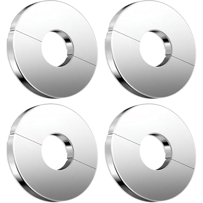 SET OF 4 ROSETTES FOR RADIATOR PIPES, ROSETTES COVER FOR PIPES, COVER ROSETTE STAINLESS STEEL, WATER CLOCK COVER ROSETTE FOR SHOWER FITTINGS, TAP DECORATION - Image 2