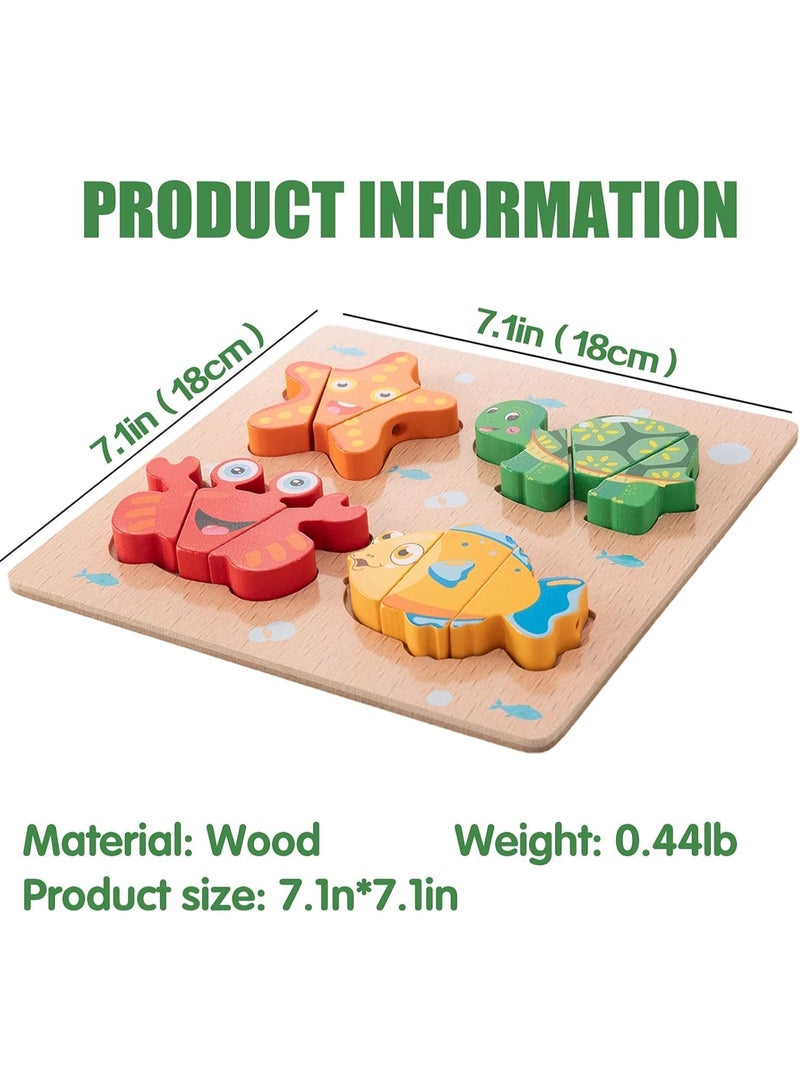 Mr. Penda Wooden Puzzle for Kids, Wooden Building Blocks Learning for Kids Ages 1-5, Educational Gift Three-Dimensional Puzzle Board for Boys Girls with for Hand-Eye Coordination (Ocean) - Image 2