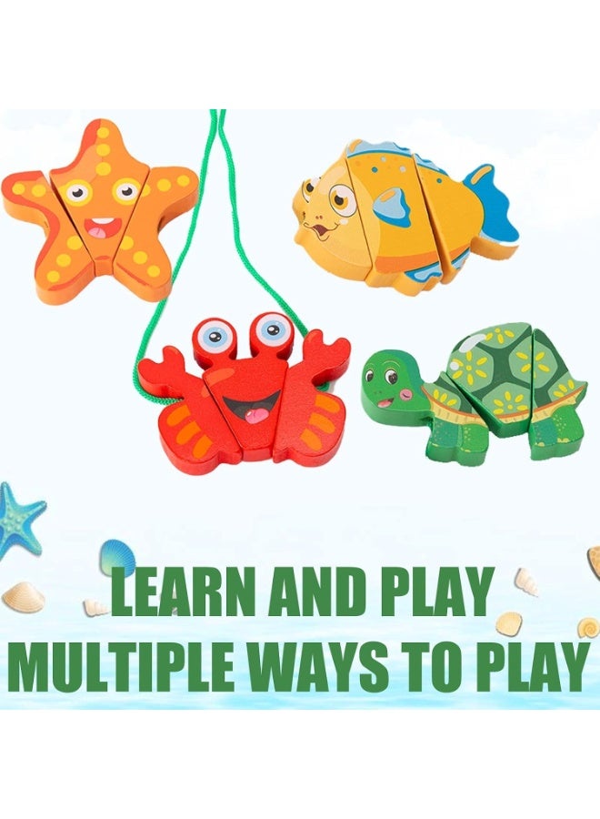 Mr. Penda Wooden Puzzle for Kids, Wooden Building Blocks Learning for Kids Ages 1-5, Educational Gift Three-Dimensional Puzzle Board for Boys Girls with for Hand-Eye Coordination (Ocean) - Image 4