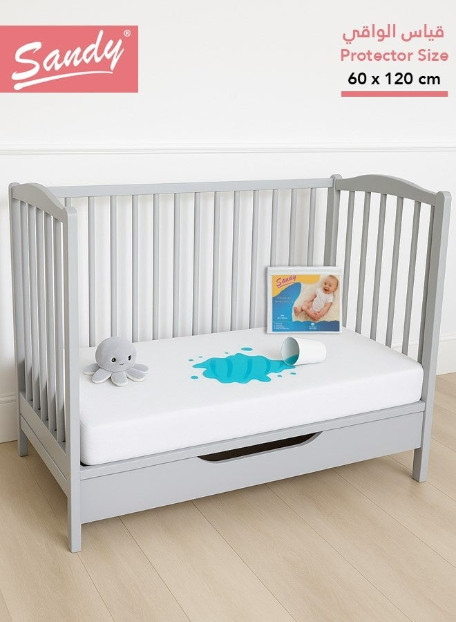 ساندي واقي مرتبة للأطفال لاتيكس مقاوم للماء من ساندي, بطبقة بوليمير داخلية عازلة للسوائل والغبار والاتربة, ناعم وجيد التهوية مع حواف مطاطية محكمة, مقاس أطفال : 60×120 +30 سم - Image 1