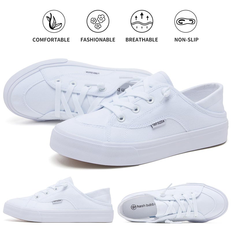 hash bubbie Women's Slip on Shoes Canvas Shoes Non Slip Fashion Canvas Sneakers for Women Low Top Loafersï¼ˆWhite.US8ï¼‰ - Image 4