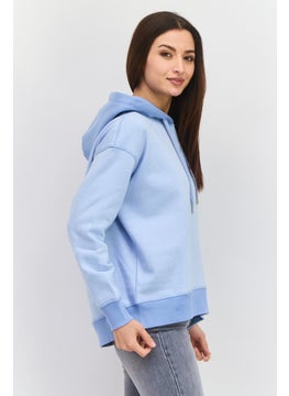 ESPRIT Women Solid Long Sleeve Fleece Hoodie, Light Blue  - Image 2