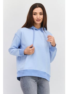 ESPRIT Women Solid Long Sleeve Fleece Hoodie, Light Blue  - Image 1