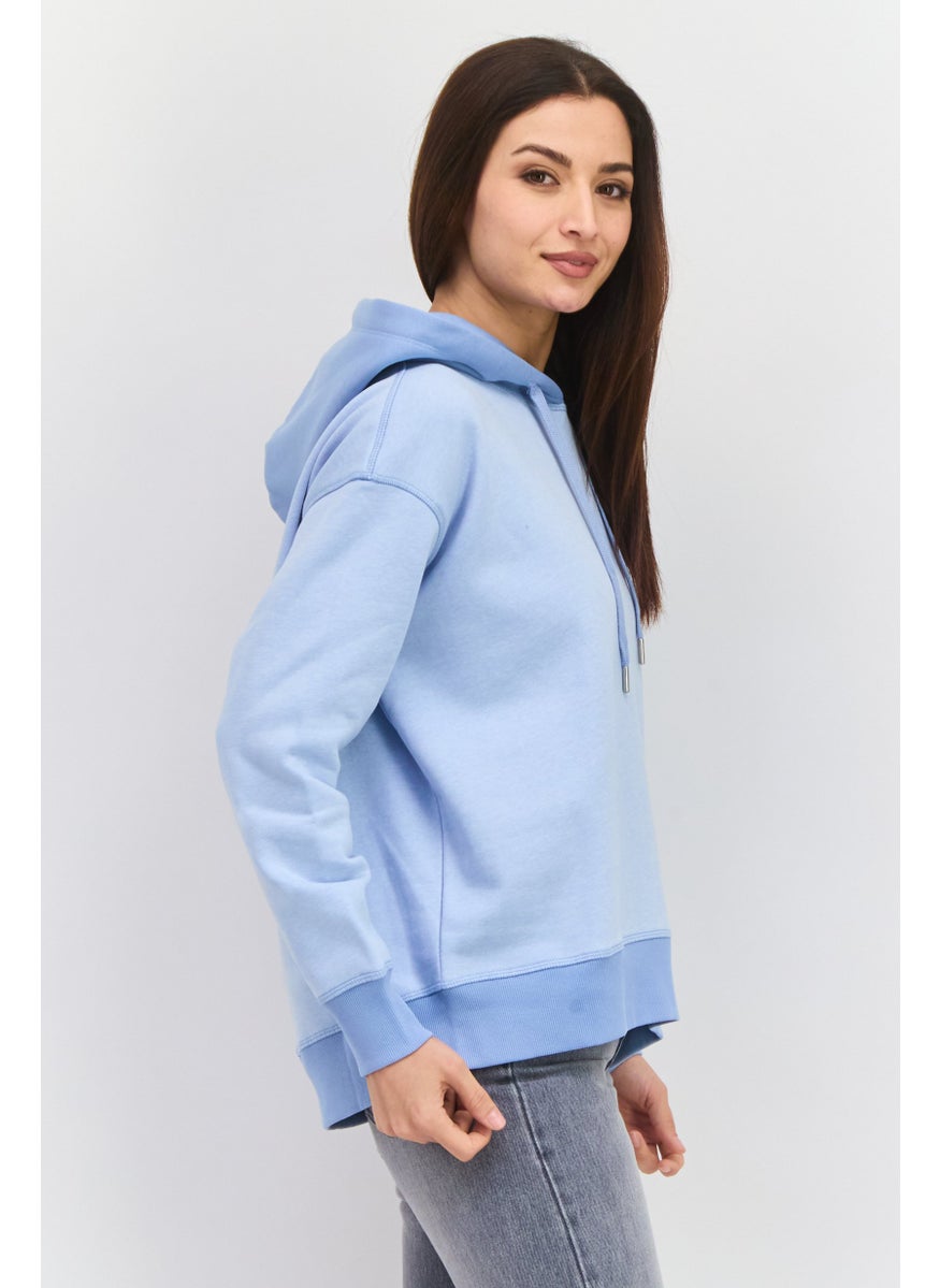 ESPRIT - Women Solid Long Sleeve Fleece Hoodie, Light Blue - Image 1