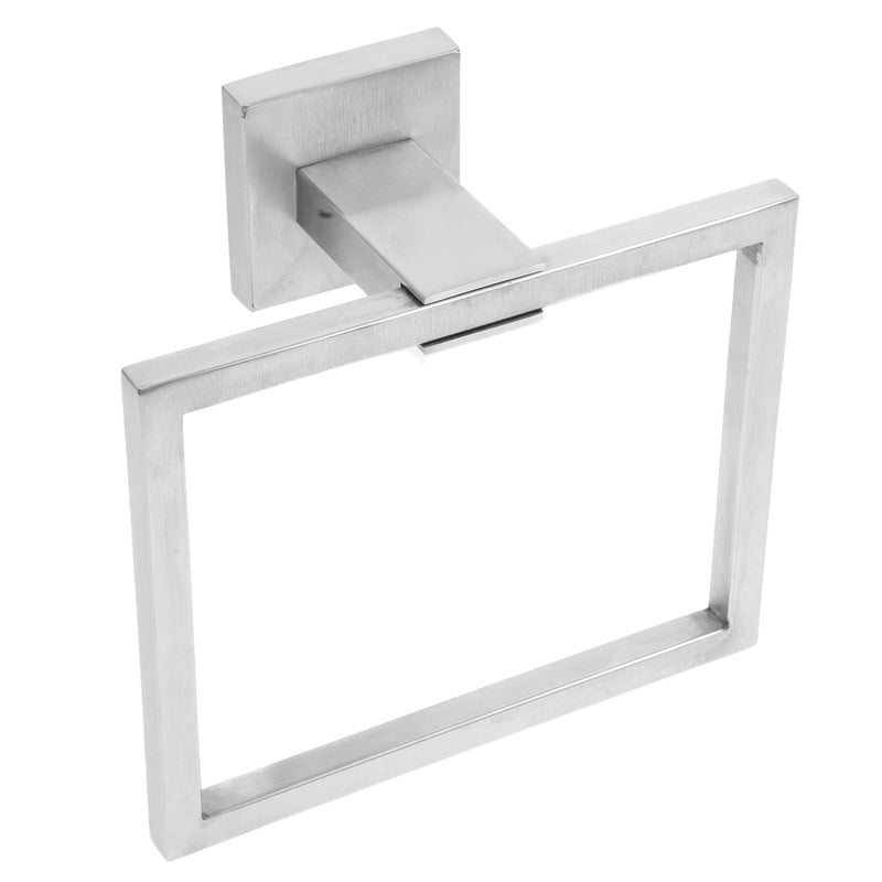 Brushed Stainless Steel Square Towel Ring Wall Mounted Bathroom Hand Towel Holder - Image 2