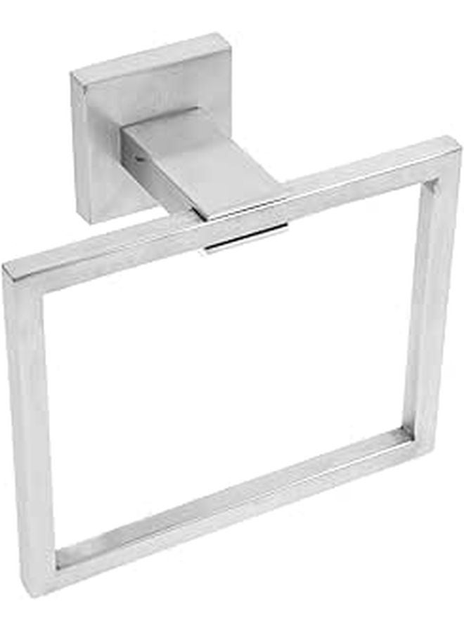 Brushed Stainless Steel Square Towel Ring Wall Mounted Bathroom Hand Towel Holder - Image 1