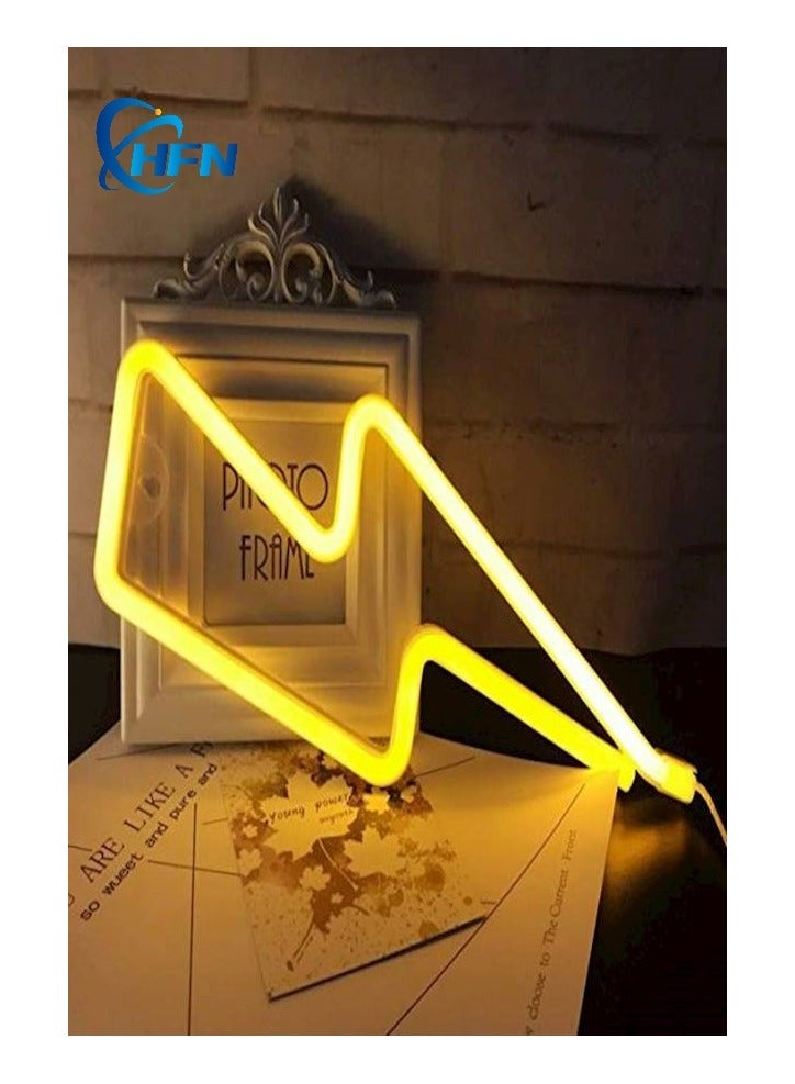 HFN Neon Led Lightning Sign Shaped Wall Decor Warm White And Pink For Kids 2PCS - Image 3