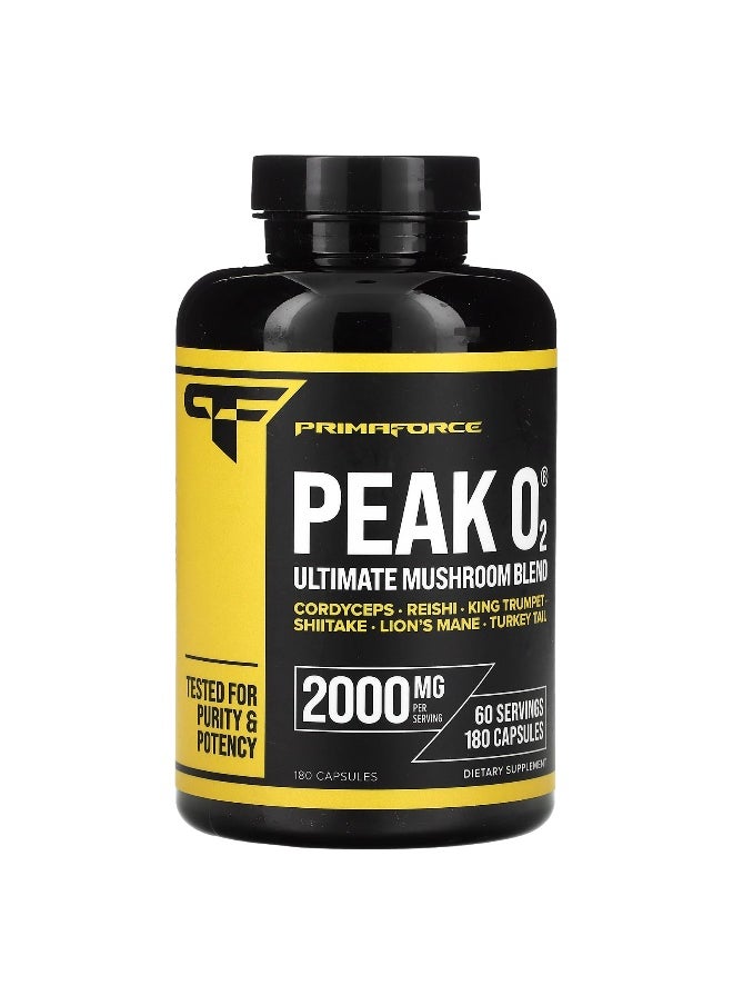 Primaforce Primaforce, Peak O2, Ultimate Mushroom Blend, 2,000 mg , 180 Capsules (666 mg per Capsule)  - Image 1