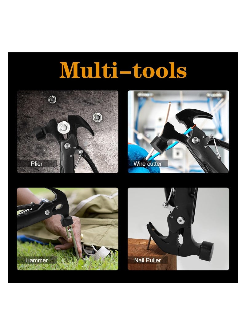 SYOSI ملحقات التخييم متعددة الأدوات، مطرقة متعددة الأدوات، أداة بقاء معدات التخييم، هدايا للرجال، أدوات رائعة، هدايا صغيرة للرجال، هدايا مثالية للرجال، ملحقات التخييم التكتيكية من الدرجة العسكرية - Image 5