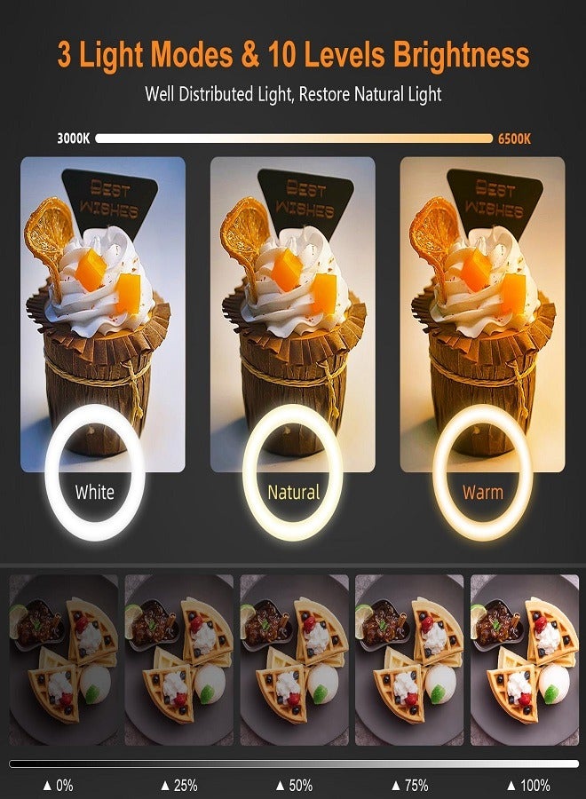 Sunbmebge Mobile Phone Holder with Selfie Ring Light Strip,Desktop Stand,10 Inch Round LED Desktop Ring Light Strip Remote Control for Video Recording,Conference,Live Broadcast Tiktok,YouTube - Image 3