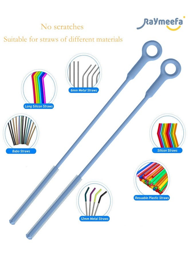 Raymeefa Extra Long Straw Cleaner Brush,Reusable and Soft Silicone Straw Cleaning Brush to Clean Crevice(Blue) - Image 2