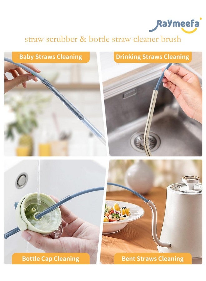 Raymeefa Extra Long Straw Cleaner Brush,Reusable and Soft Silicone Straw Cleaning Brush to Clean Crevice(Blue) - Image 1