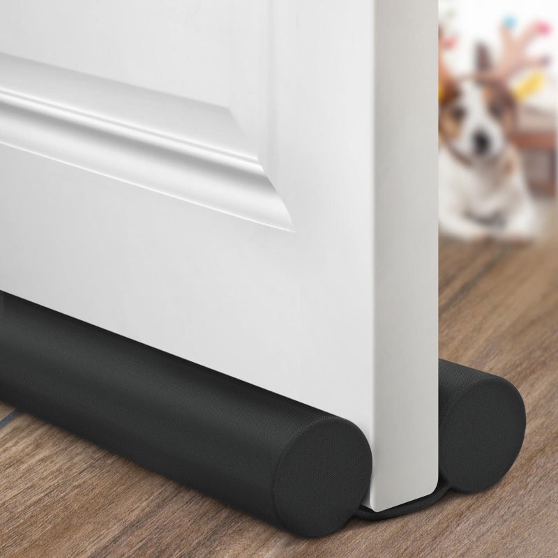 Holikme Door Draft Stopper Weather Stripping Draft Stopper for Bottom of Door Window Breeze Blocker Adjustable Door Sweeps, Black - Image 1