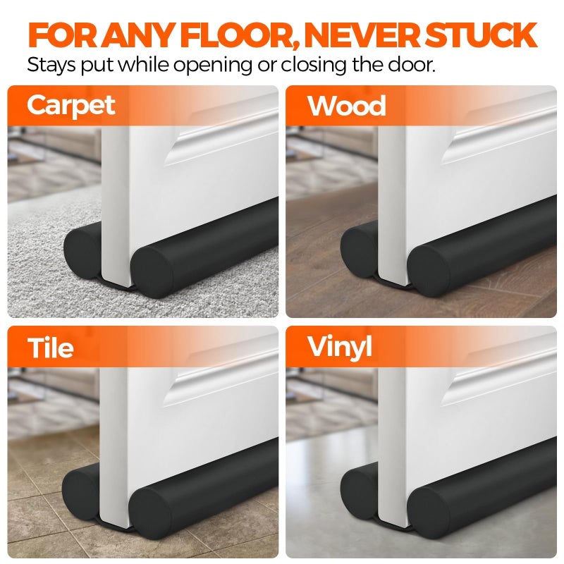 Holikme Door Draft Stopper Weather Stripping Draft Stopper for Bottom of Door Window Breeze Blocker Adjustable Door Sweeps, Black - Image 3