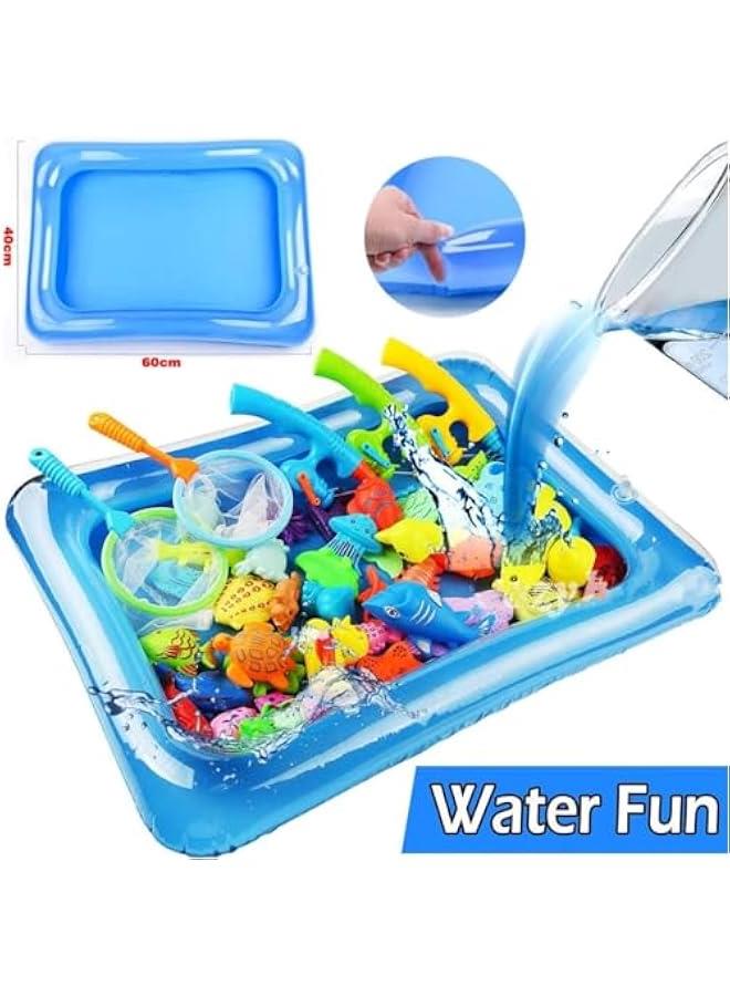 Kids Pool Fishing Toys Games - Magnetic Floating Toy Magnet Pole Rod Fish Net Water Table Bathtub Bath Game - Learning Education For age 3 4 5 Boys Girls Toddlers Carnival Party Favors - Image 2