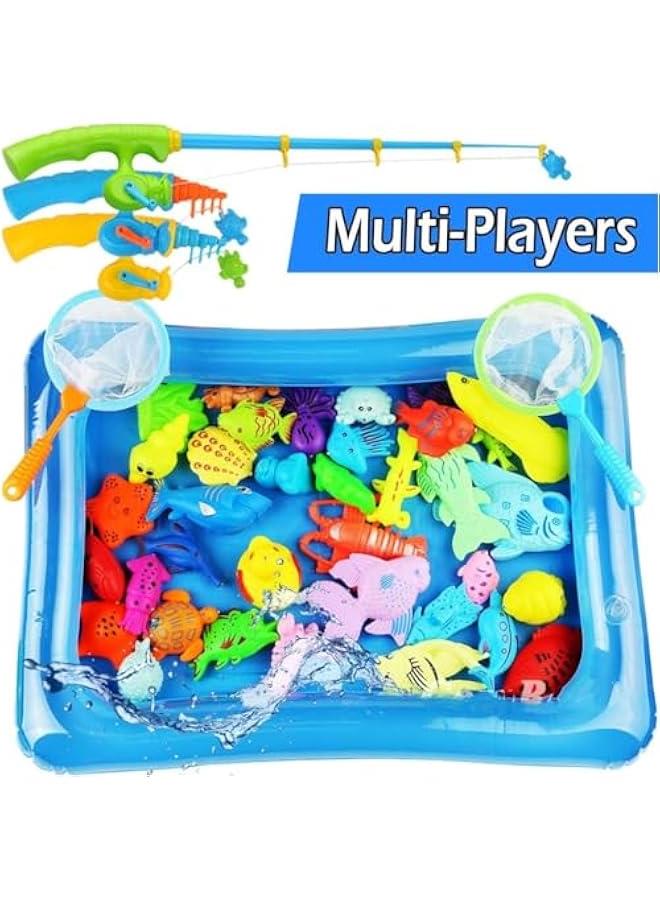 Kids Pool Fishing Toys Games - Magnetic Floating Toy Magnet Pole Rod Fish Net Water Table Bathtub Bath Game - Learning Education For age 3 4 5 Boys Girls Toddlers Carnival Party Favors - Image 3