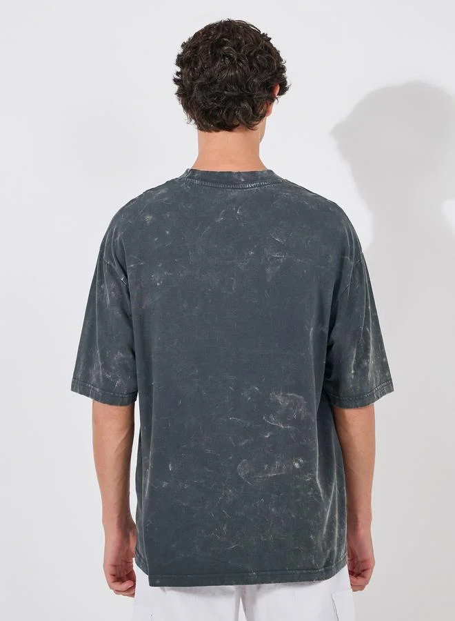 Styli Styli Acid Washed Self Piping Heavy Jersey Oversized T-Shirt
