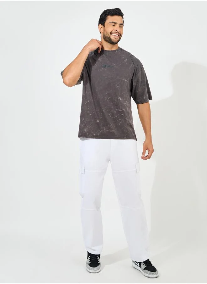 ستايلي Styli Acid Washed Self Piping Heavy Jersey Oversized T-Shirt