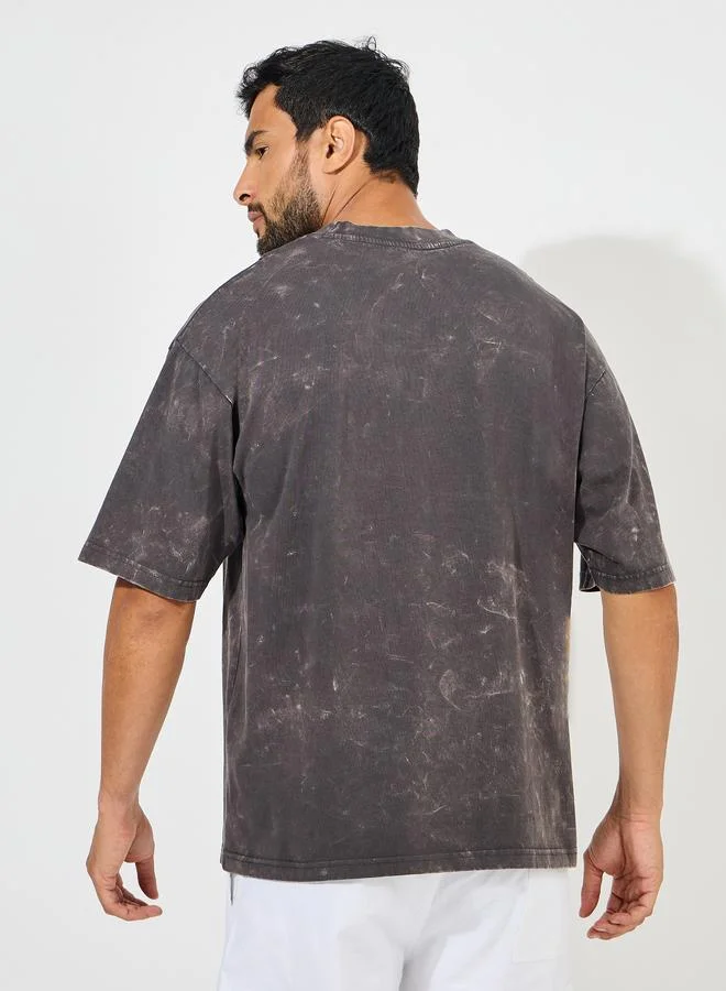 Styli Styli Acid Washed Self Piping Heavy Jersey Oversized T-Shirt