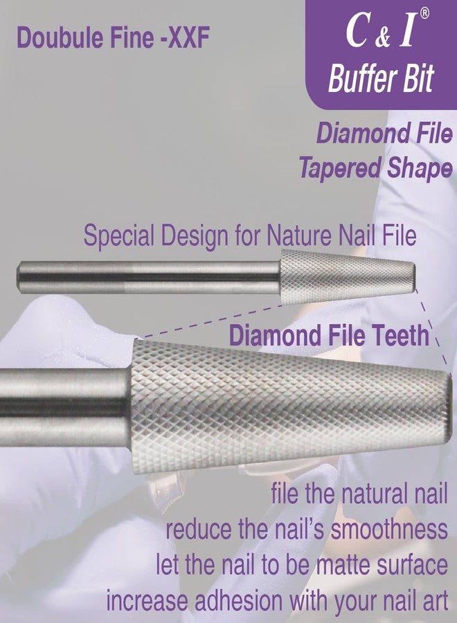 C & I Nature Nail Buffer XXF Tapered Nail Drill Bit, Safety E-file for Nail Art Preparation, Prep Nail Bed Cuticle Callused Skin Clean, 2 Way Rotate Efile Double Hand Available Nail Tech Manicure Tool - Image 2