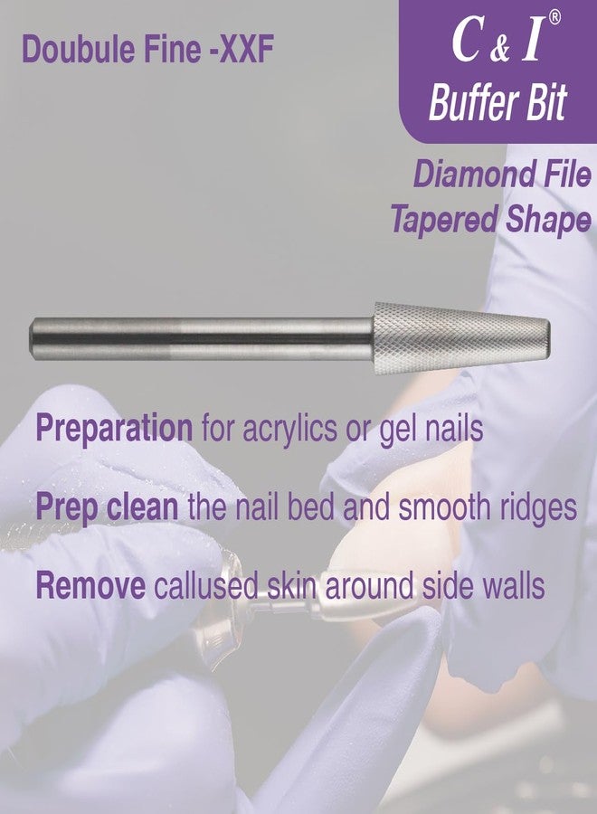 C & I Nature Nail Buffer XXF Tapered Nail Drill Bit, Safety E-file for Nail Art Preparation, Prep Nail Bed Cuticle Callused Skin Clean, 2 Way Rotate Efile Double Hand Available Nail Tech Manicure Tool - Image 3