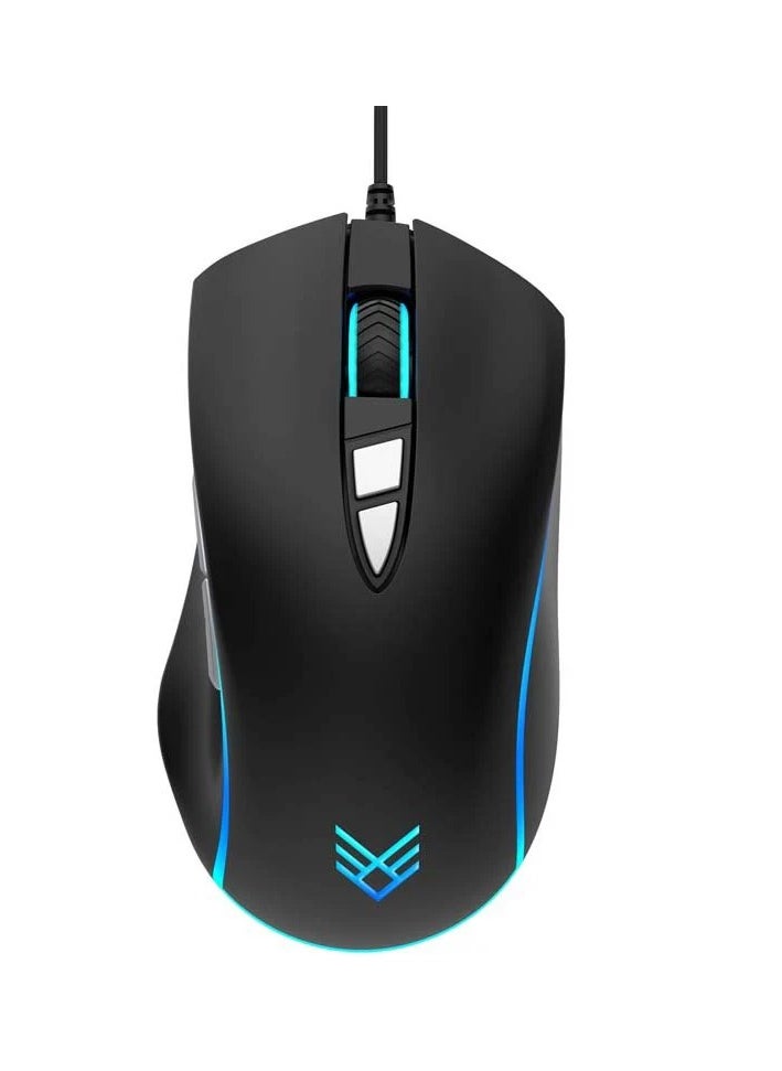 Velocity Versatile Wired Gaming Mouse, 3600 DPI, 7 Buttons, Advanced LED Lighting, Fast Scroll Wheel, 4 Levels Cursor Sensitivity Switch, for Laptops and Desktops - Black